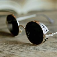 【CC】۞◆  Classic Steampunk Sunglasses Gothic Men and Round Glasses Luxury Designer Metal UV400