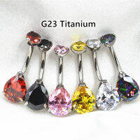 Lot5pcs ร่างกาย Jewelry-G23น้ำหยดไทเทเนียม CZ AAA สะดือปุ่มท้องเจาะร่างกาย14กรัมสะดือโค้ง B Arbells ท้องแหวน