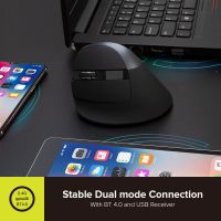 Delux M618ZD Left Hand Ergonomic Wireless Vertical Mouse Bluetooth 2.4Ghz RGB Rechargeable Silent Mice For Office