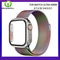 ฐานเปลี่ยนเป็นกระจกพิเศษ + เคส + สายคล้องสายใส่ข้อมือสำหรับสายคาด Apple Watch สายข้อมือโลหะ I Watch Series 8 7 Se 6 5 4 44มม. 40มม. 45มม. 41มม.