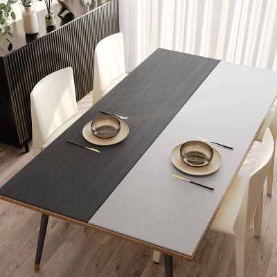 Wood grain tablecloth silicone leather dining table mat custom square rectangle table linen waterproof wedding party table cover