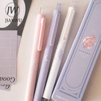 【living stationery】 JIANWU 3ชิ้น/เซ็ต CuteGel0.5mm สีดำหมึกสีชมพูกดปากกาลูกลื่นนักเรียนสอบปากกาการเขียนเครื่องเขียน