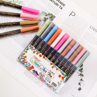 12 Color Metallic Marker Pens Set Assorted Premium Paint Pen Writing for Glass Black Paper Wedding Guest Book Craft Supplies