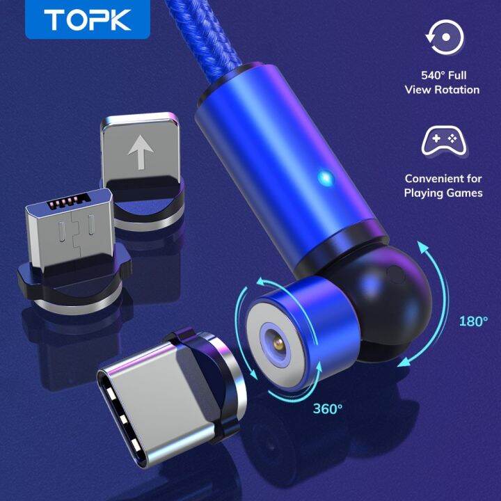 topk-exclusive-product-am68-540-free-rotation-magnetic-charging-cable-micro-usb-type-c-universal