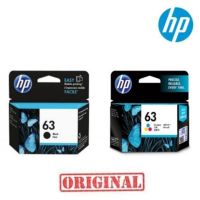 ตลับหมึกแท้ HP 63 สีดำ + HP 63 สี (F6U62A+F6U61A) แพ็คคู่ 2ตลับ ดำและสี ของแท้ 100% **บรรจุกล่อง**