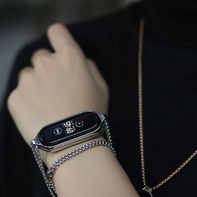 【LZ】 Necklace for Mi Band 5 6 7 8 Strap Pendant for Xiaomi Mi Band 6 Metal Bracelet Wristband for Miband 4 3 Hanging Neck Decoration