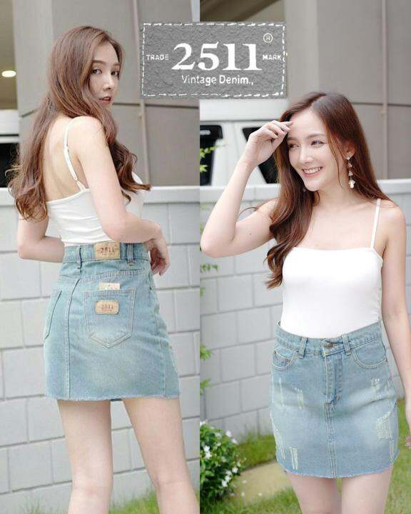 2511-jeans-by-araya-กระโปรงยีนส์-กระโปรง-ผญ-กระโปรงสั้น-กระโปรงทรงเอ-กระโปรงแฟชั่น-จะสาวหวาน-จะเปรี้ยว-สาวเผ็ซ-ก็ใส่แล้วสวย-ยีนส์งานดี-เก็บทรงสะโพกได้สวย-งานป้ายแบรนด์-2511-เนื้อผ้าใส่สบาย-ไม่แข็ง-กระ