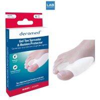 Deramed Footcare Gel Toe Spreader &amp; Bunion Protector 1pcs/box เดอราเมด ปลอกเจลสำหรับนิ้วหัวแม่เท้าเอียงแบบมีส่วนแยกนิ้วเท้า นุ่ม ยืดหยุ่นขณะสวมใส่ ไม่อึดอัด 1 ชิ้น/กล่อง