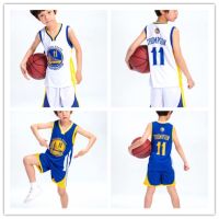 NBA KIDS เสื้อบาสเกตบอลชุด Golden State Warriors เบอร์ 11 THOMPSON เสื้อบาสเกตบอลเด็กเสื้อ Set