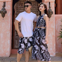 Couples Swimwear Women Bikini Sets Cover Up Mans Beach Trunks Shorts Lovers Girls Printed Swimsuit Beach Dress 2020