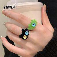 TIMIA เคลือบเสาเข็ม แหวนนิ้วตา เปิดโดยไม่มี นุ่มนุ่มๆ Flocking RING ประณีตประณีตประณีต Y2K แหวนข้อต่อ ฮิปสเตอร์