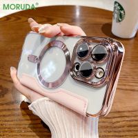 For iPhone 14 13 12 11 Pro Max Flip Leather Magnetic Phone Case Magsafing Wireless Charging Plating Cover for iPhone14 Plus Pro