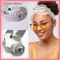 LUCKY HAIRACC ปมด้านหน้า ดอกไม้ headbands กุหลาบดอกไม้ดอกไม้ วินเทจโบฮีเมียน ที่คาดผมผูกปมกว้าง อุปกรณ์เสริมผม สีทึบทึบ ห่วงผมกว้าง ปาร์ตี้งานปาร์ตี้