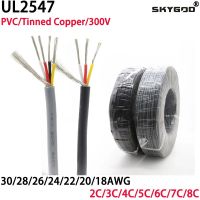 5/10M UL2547 สายป้องกันสัญญาณสาย 30 28 26 24 22 20 18 AWG เสียง 2 3 4 5 6 8 Core หูฟังทองแดงควบคุมสาย-Giers