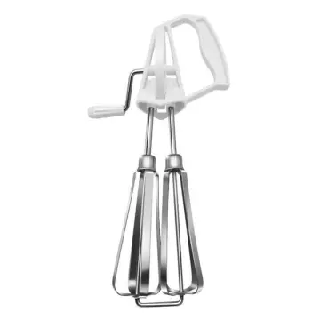 Egg Beater Mixer, Stainless Steel Rotary Manual Hand Whisk Egg Beater Mixer  Blender Kitchen Tools (White)