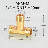 1ชิ้นขยาย1/2 BSP หญิงชาย Tee 3วิธี S Plitter ทองเหลืองท่อที่เหมาะสมน้ำก๊าซน้ำมัน DN15บ้านสวน