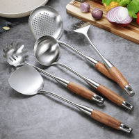 Stainless steel 304 rosewood handle kitchen utensils household anti-scalding colander pot spatula frying spatula six-piece set