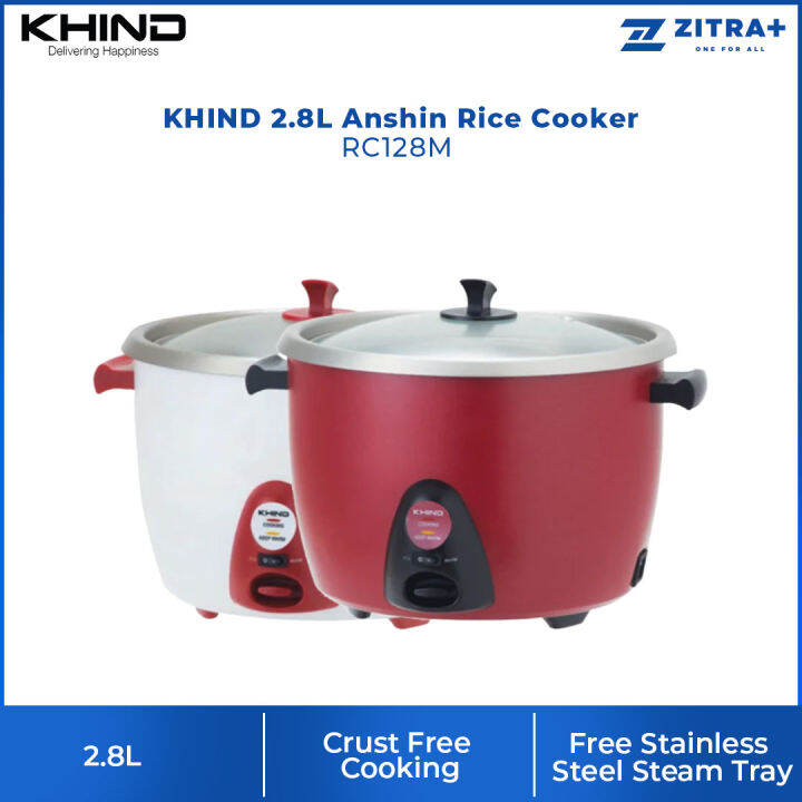 KHIND 2.8L Anshin Rice Cooker RC128M Free Stainless Steel Steam Tray