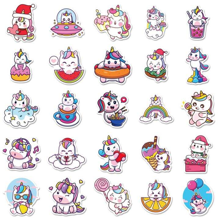 10-30-50pcs-unicorn-cartoon-graffiti-waterproof-sticker-decoration-trend-refrigerator-skateboard-water-cup-helmet-decalwholesale