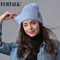 [Hana Clothing Store] FURTALK หมวกขนสัตว์หมวกสำหรับผู้หญิงฤดูหนาวฤดูใบไม้ผลิถักหมวกหมวกสำหรับผู้หญิงถุงน่องหมวกหญิงสาว Skullies Beanies