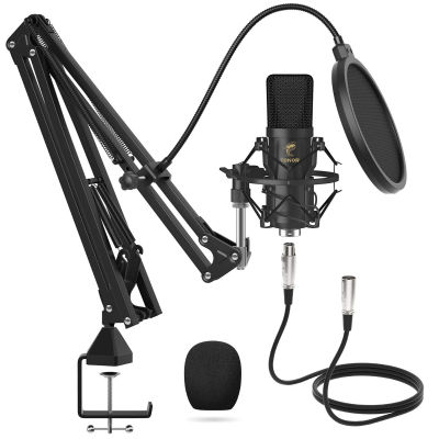 XLR Condenser Microphone, TONOR Professional Cardioid Studio Mic Kit with T20 Boom Arm, Shock Mount, Pop Filter for Recording, Podcasting, Voice Over, Streaming, Home Studio, YouTube (TC20)
