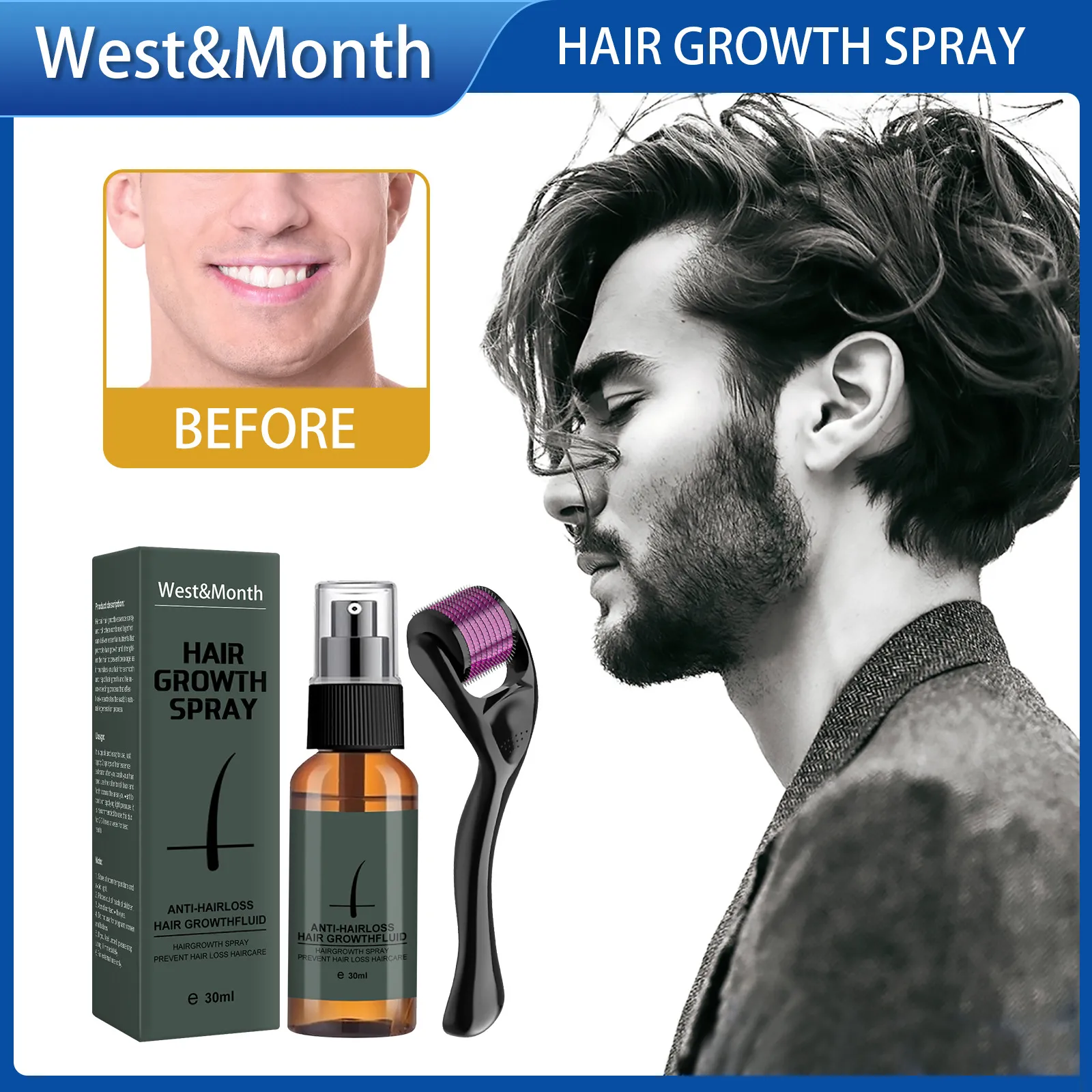Men Beard Growth Spray Set Hair Loss Treatment Conditioner Groomed Fast Beard  Growth Enhancer Shopee Malaysia | Men Natural Beard Growth Roller Kit,men's Beard  Growth Oil Nourishing Enhancer 