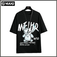 VUUG Summer Men S Loose Round Neck Five-Point Short-Sleeved T-Shirt เสื้อยืดผ้าฝ้ายสไตล์ฮ่องกง