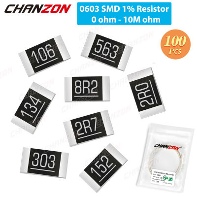 【2023】SMD 0603 Resistors 100 Pcs 0ohm - 10M Ohm 110 Watt 1 High Precision Film Chip Fixed Resistance 1K 2.2K 10K 300K 220K 4R7 2K2