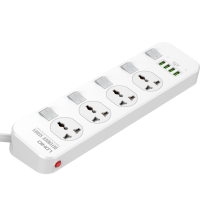 ปลั๊กไฟ LDNIO SC4408 ปลั๊กพ่วง 4 ช่อง 4 USB 3.4A Max universal outlet Power Strip รองรับไฟ 2500W-10A Power Strip,  4-Outlet Surge Protector, 4 USB Ports, 6.5 and 16.4 Ft Extension Cord, 900 Joules