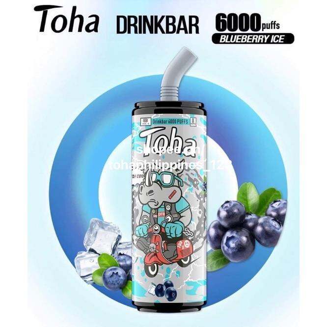 HOT SALE! BLUEBERRY ICE Toha Drinkbar 6000 puffs rechargeble pods