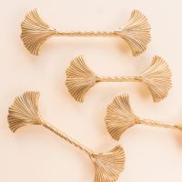 【LZ】❀✾♧  Ginkgo Leaf Brass Cabinet Door Handle Creative Personality Solid Wardrobe Nordic Gold Drawer Cabinet Handle  Home Hardware