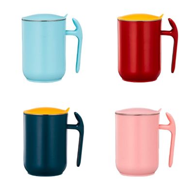 【High-end cups】500MLOffice Handy น้ำนมบ้านถ้วยกาแฟพร้อมฝาปิด Anti-Scald ฉนวนกันความร้อน FRU PP พลาสติก