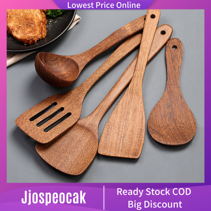 Bamboo Serving/Cooking Utensils - Curved Spatula/Paddle - 5pcs