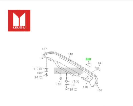 ส่งฟรี-ฝาปิดสปอยเลอร์หลัง-isuzu-mu-7-ทุกปี-8973887680-แท้เบิกศูนย์