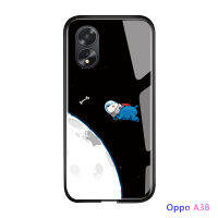 เคสใส่โทรศัพท์สำหรับ OPPO A38 A18เคสลายการ์ตูนนาซ่ากาแล็คซี่เคสกระจกนิรภัยมันวาวด้านหลังนุ่มเคสใส่โทรศัพท์ฝาครอบ