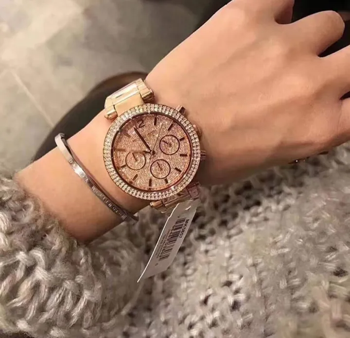 Original MK5857 Michael Kors Parker Chronograph Stainless Steel Band  Women's Rose Gold ToneWatch With 1 Year Warranty For Mechanism | Lazada PH