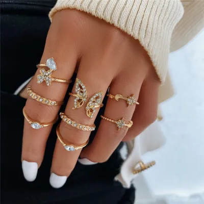 【CC】 WUKALO Gold Color Sets Rings for Knuckle Accessories