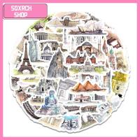 SQXRCH SHOP 126PCS หลากสี สติกเกอร์ทิวทัศน์สวยงาม พีวีซีพีวีซี สติกเกอร์สถาปัตยกรรม สติกเกอร์สมุดติดรูป สติกเกอร์สร้างอาคาร ดีไอวาย