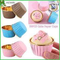 HENRI 50PCS DIY เค้กไลเนอร์ เครื่องมือทำขนม ถ้วยอบ ถ้วยกระดาษเค้ก เครื่องห่อคัพเค้ก เคสมัฟฟิน