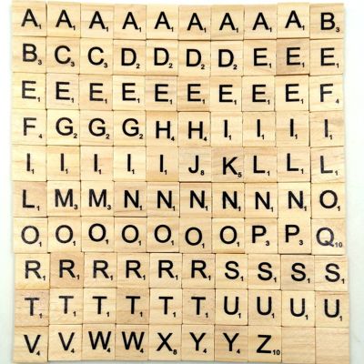 100pcs Letter Set Complete Name Tag Scrapbooking Handcraft Wooden Number Word Alphabet Tile Kindergarten