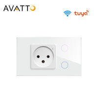 Avatto Tuya อิสราเอล WIFI ผนังสวิทช์ที่มีซ็อกเก็ต, สัมผัสเซ็นเซอร์ interruptor 12แก๊งสวิทช์ไฟสมาร์ททำงานร่วมกับ Alexa Home