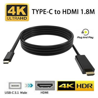 CUGUU USB C ไปยังสาย HDMI ความเร็วสูงป้องกันการรบกวนทางไฟฟ้าอลูมิเนียมประเภท C ถึง HDM สายเคเบิลสำหรับ MacBook Pro แล็ปท็อปในสต็อก