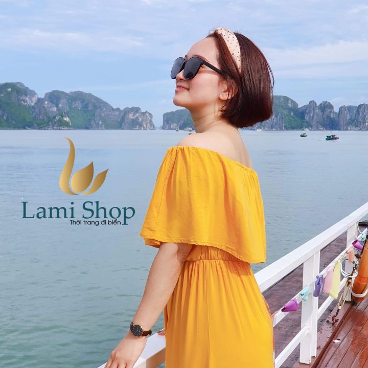 Ảnh Thật )Đầm đi biển màu vàng trễ vai - Lami Shop | Lazada.vn