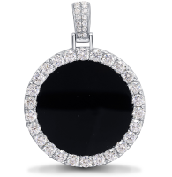 2021AEAW 30mm 26pcs 3mm Moissanite Souvenir Pendant Centre Black Onyx Can Match Cuban Necklace in S925 Silver No Chain