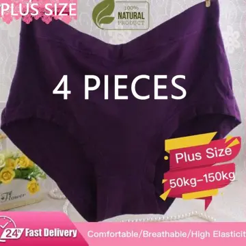 4PCS Lady Briefs Pure Cotton Lace Underpants Seamless Printed Briefs