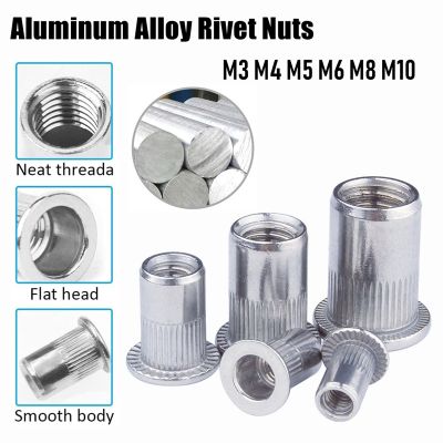 【CW】 100/50/20/10PCS Aluminum Alloy Rivet Flat Threaded Nuts Set M4 M5 Insert Nutsert Cap