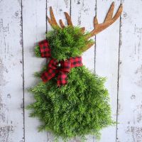 Christmas Elk Hanging Garland Multifunctional Holiday Art Wreath Decorative Festival Theme Party New Year Decoration Props