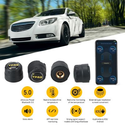 ❏◕ Car Tire Pressure Sensor Android iOS BLE TPMS Bluetooth 4.0 5.0 External Alarm Tire Pressure Sensors Universal Waterproof