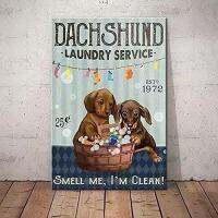 Dachshund Dog Laundry Service Metal Tin Signs Black Cat Coffee Co.Poster Wall Art Decor for Kitchen Bathroom Laundry Home Gift