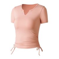 Short Sleeve Gym Blouses Bra Chest Pad Sports Shirt Women Yoga Fitness TopsSport Running Sportswear Breathable Workout T-Shirts